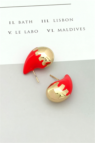 Premium Kırmızı Damla Bottega Küpe