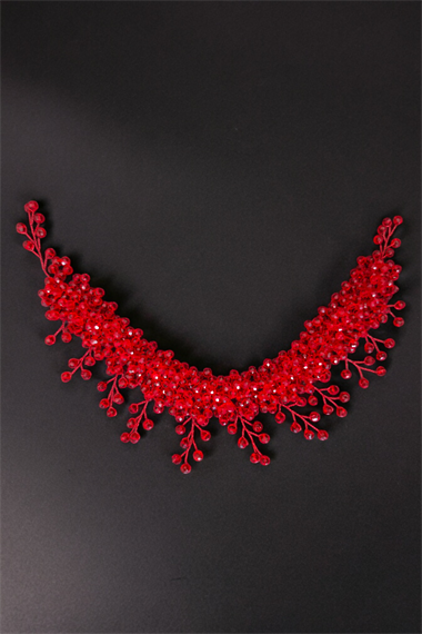 Premium Kristal Boncuk Sallantılı Abiye Taç