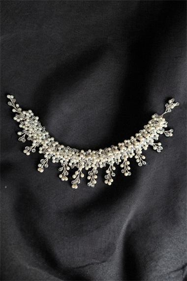 Premium Kristal Boncuk Sallantılı Abiye Taç