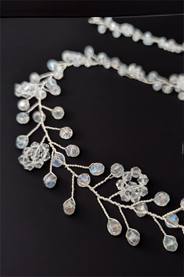 Premium Kristal Taş Boncuk Abiye Taç