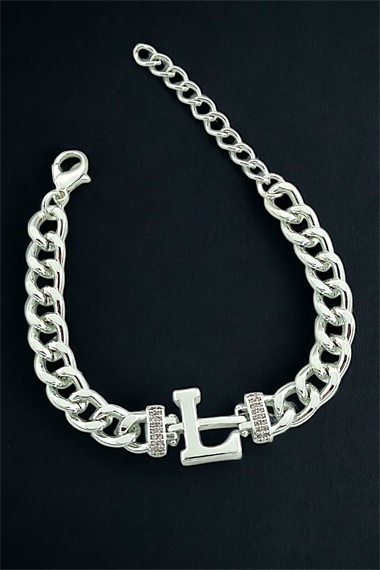 Premium L Harf Bileklik Zirkon Taş