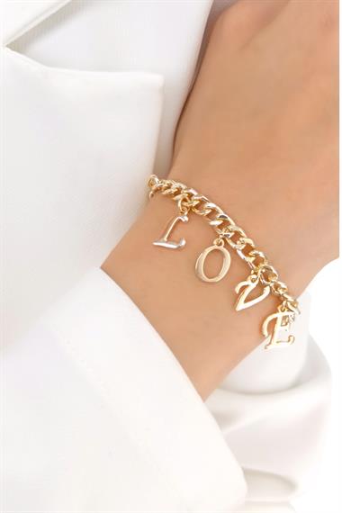Premium LOVE Bileklik Geçmeli Zincir Bileklik