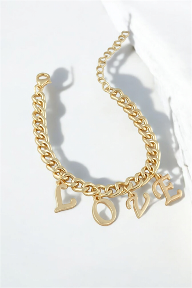 Premium LOVE Bileklik Geçmeli Zincir Bileklik