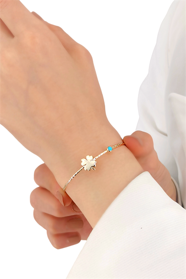 Premium Mavi Taş Yonca Bileklik