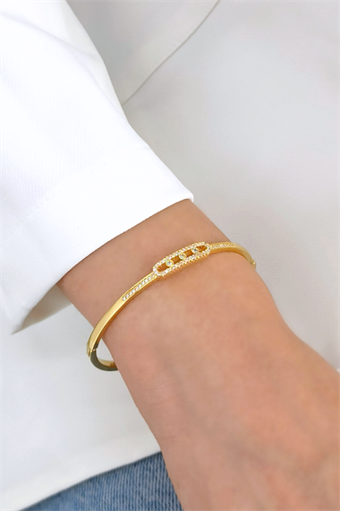 Premium Messika Kelepçe Bileklik Üç Taş Kelepçe Bileklik