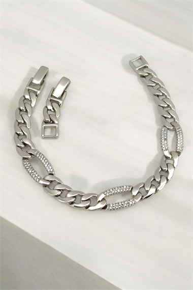 Premium Özel Seri Xuping Renk Atmaz Taşlı Klasik Zincir Bileklik