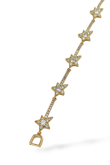 Premium Özel Seri Xuping Renk Atmaz Taşlı Sıralı Yıldız Bileklik