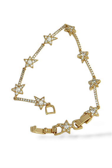 Premium Özel Seri Xuping Renk Atmaz Taşlı Sıralı Yıldız Bileklik