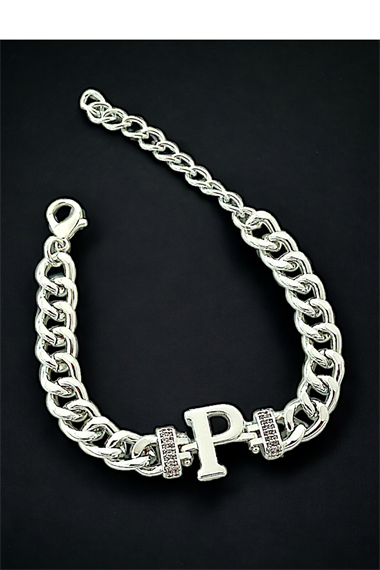 Premium P Harf Bileklik Zirkon Taş