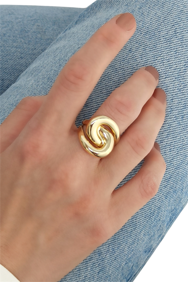 Premium Plaka Bombeli Düğüm Yüzük