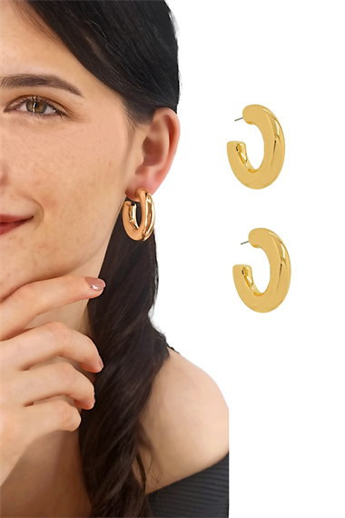 Premium Plaka Bombeli Kalın Küpe