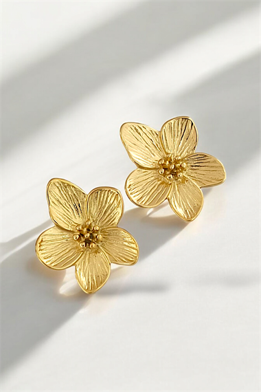 Premium Plaka Çiçek Küpe