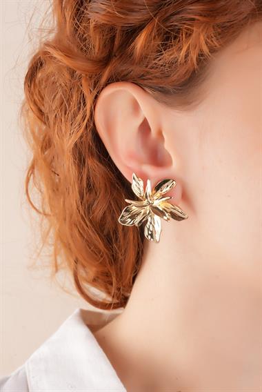 Premium Plaka Çiçek Küpe 35584