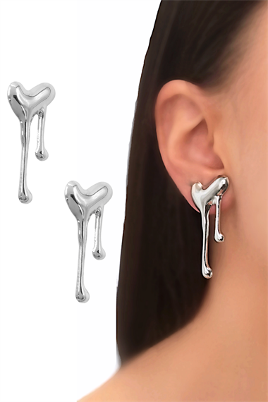 Premium Plaka Eriyen Kalp Küpe