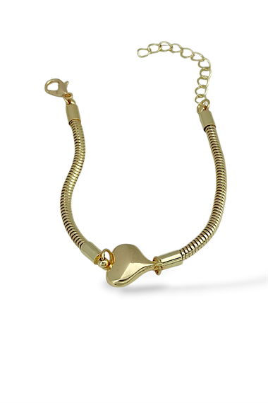 Premium Plaka Kalp Yılan Zincir Bileklik