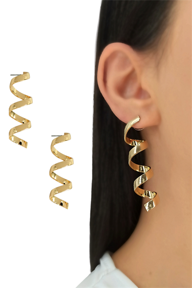 Premium Plaka Kıvrımlı Küpe