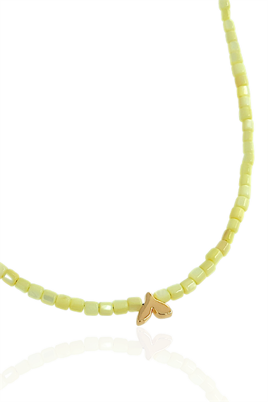 Premium Plaka Küp Boncuk Kolye