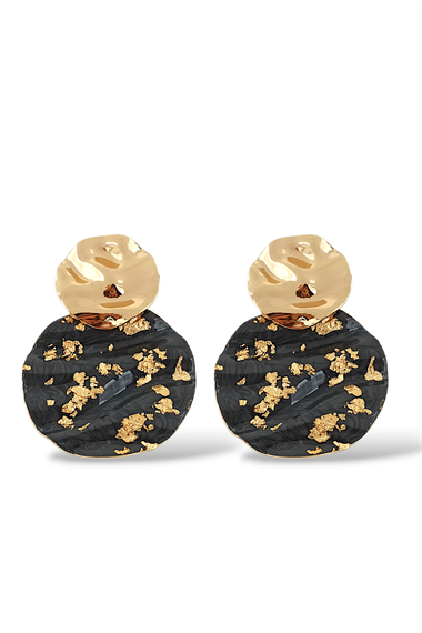 Premium Plaka Sedefli Yuvarlak Küpe 