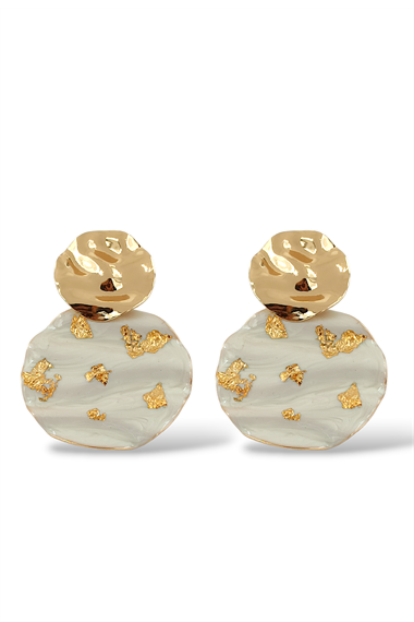 Premium Plaka Sedefli Yuvarlak Küpe 