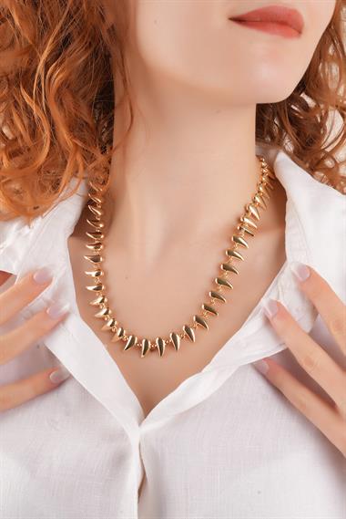 Premium Plaka Sıralı Damla Tasarım Kolye 50663