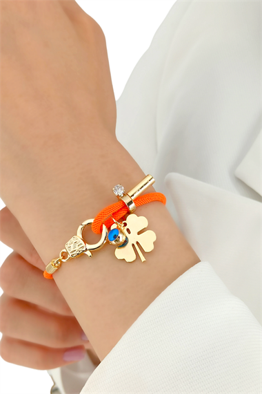 Premium Plaka Yonca İp Bileklik