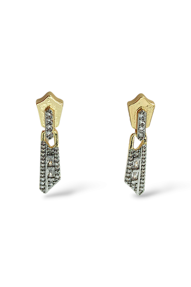 Premium Plaka Zirkon Taşlı Sallantılı Küpe 35652