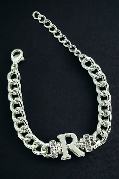 Premium R Harf Bileklik Zirkon Taş