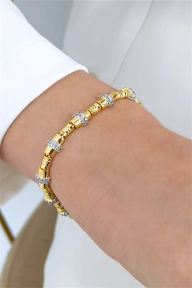 Premium Renk Atmaz İki Renk Altın Kaplama Bileklik