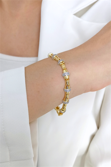 Premium Renk Atmaz İki Renk Altın Kaplama Bileklik