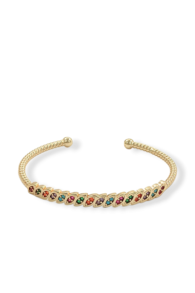 Premium Renkli Taşlı Burgu  Kelepçe Bileklik