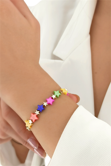 Premium Renkli Yıldızlı Boncuk Bileklik 