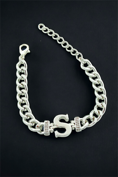 Premium S Harf Bileklik Zirkon Taş