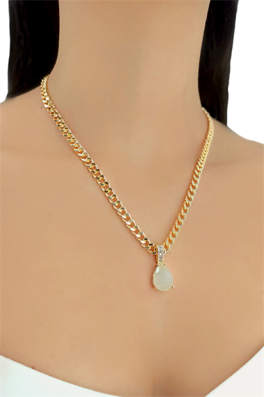 Premium Sedefli Damla Taş Kolye