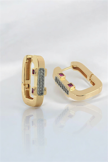 Premium Serenay Küpesi Kırmızı Taş Leyla Lüpe