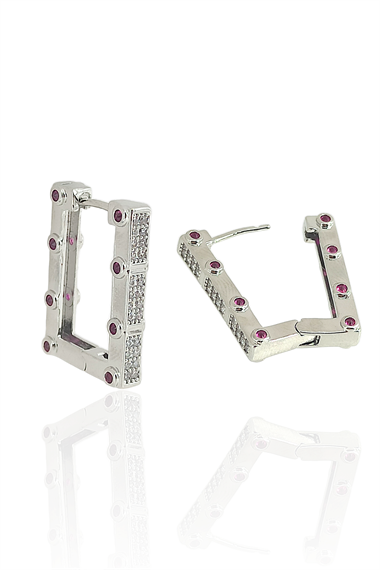 Premium Serenay Küpesi  Leyla Küpesi Kırmızı taşlı Küpe