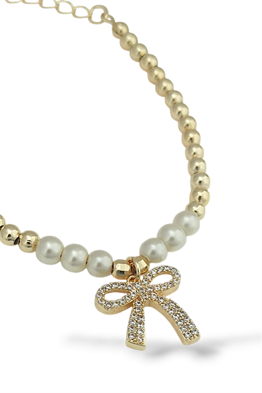 Premium Taşlı Fiyonk İnci Detay Bileklik