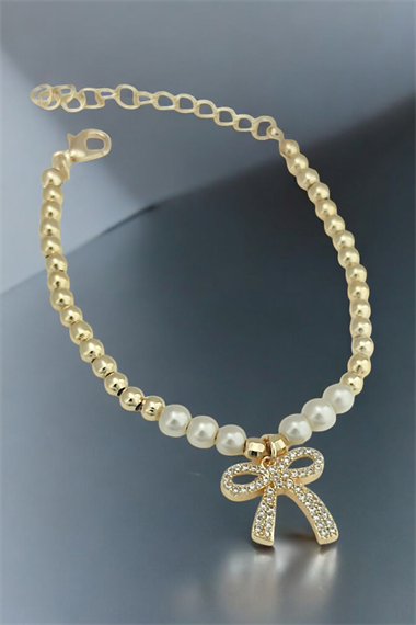 Premium Taşlı Fiyonk İnci Detay Bileklik