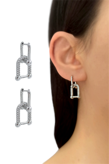 Premium Taşlı Geçmeli Küpe