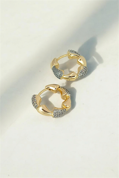 Premium Taşlı Geometrik Halka Küpe 35651