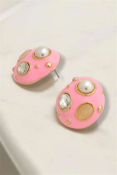 Premium Taşlı İnci Detay Plaka Küpe