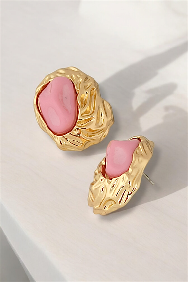 Premium Taşlı Kabartma Plaka Küpe