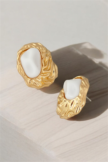 Premium Taşlı Kabartma Plaka Küpe