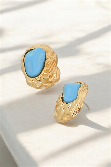 Premium Taşlı Kabartma Plaka Küpe