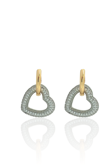 Premium Taşlı Kalp Küpe