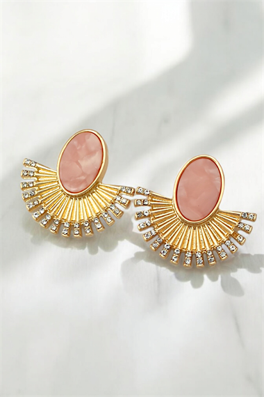 Premium Taşlı Mineli Tasarım Küpe