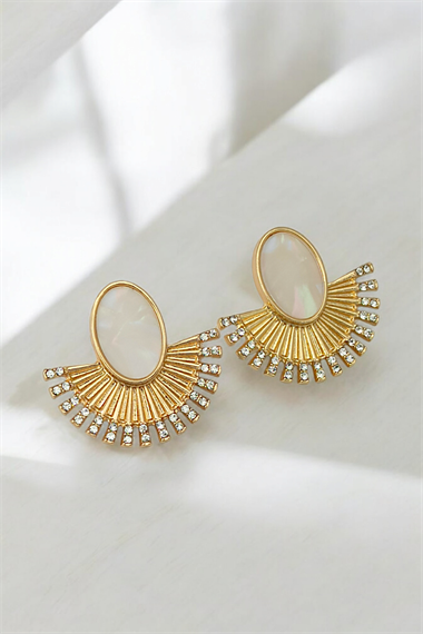 Premium Taşlı Mineli Tasarım Küpe