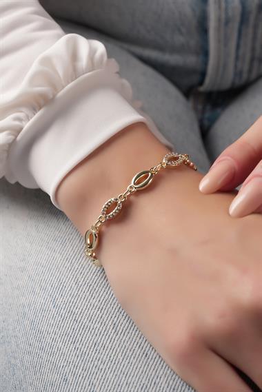 Premium Taşlı Oval Bileklik Işıltılı Plaka Bileklik 776400