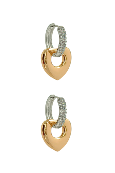 Premium Taşlı Plaka Kalp Küpe