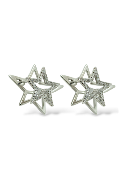 Premium Taşlı Ü ç Boyutlu Yıldız Küpe