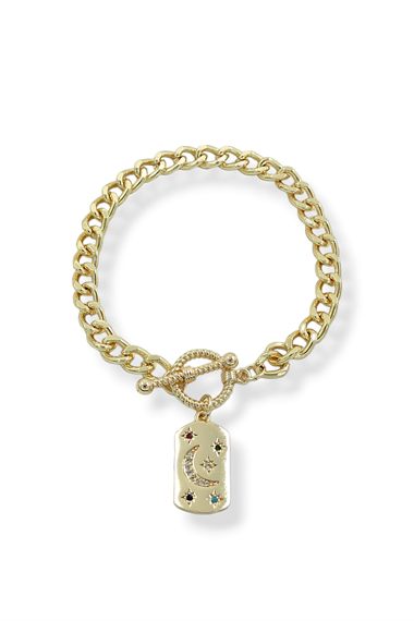 Premium Taşlı Yıldız Model Önden Kilit Bileklik